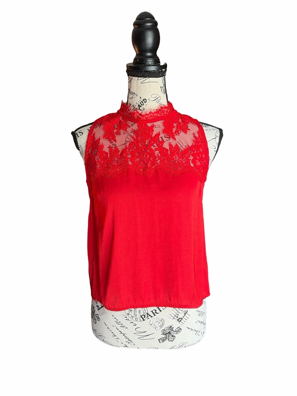 Free People Tied To You Lace Open Back Blouse Red Size Small NWOT
